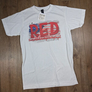 R.E.D Remember Everyone Deployed T Shirt Womens S White Patriotic Military Tee